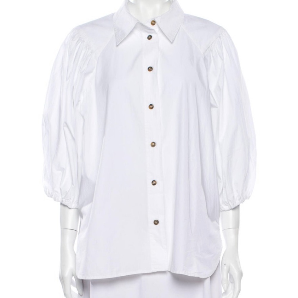 GANNI PUFF SLEEVE WHITE BLOUSE